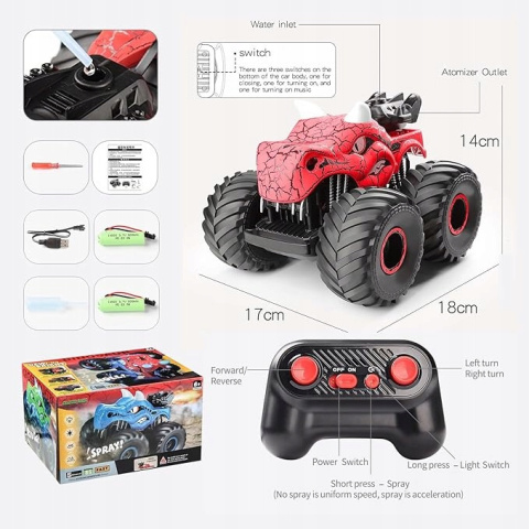 Monster Truck Dinozaur Zdalnie Sterowany Samochód RC Światła Muzyka