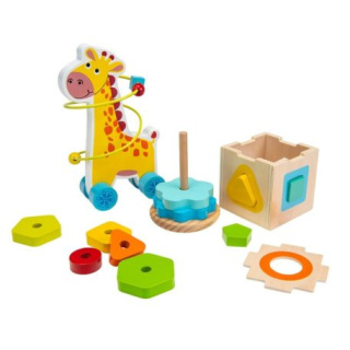 Zestaw upominkowy z drewna 3 w 1 - Drewniana żyrafa Nowe