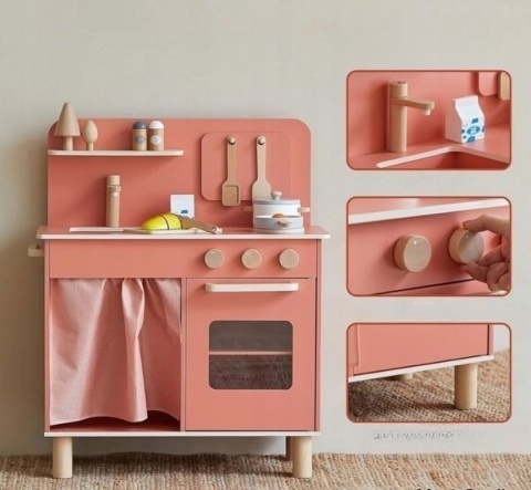 Drewniana kuchnia dla Dzieci z piekarnikiem Giant Bean Play Kitchen Nowy z defektem