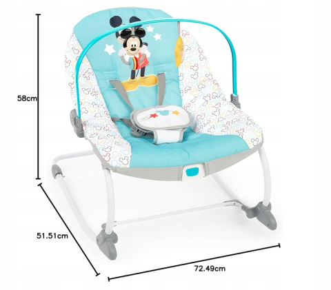 LEŻACZEK DZIECIĘCY DISNEY BABY MYSZKA MICKEY NIEBIESKA Z WIBRACJĄ Używany