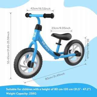Rower biegowy Sejoy Lekki Rower Biegowy Sejoy Balance Bike 12" niebieski PO ZWROCIE