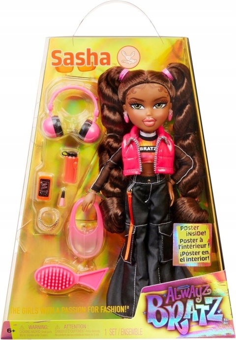 BRATZ Sasha LALKA MODOWA z 10 Akcesoriami LALECZKA DLA DZIECI POWYSTAWOWA