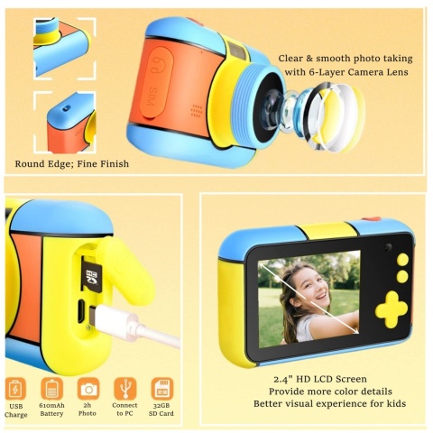 Aparat Dla Dzieci Smart Camera D7 24-70MM 1080p HD Wyświetlacz 2,4'' PO ZWROCIE