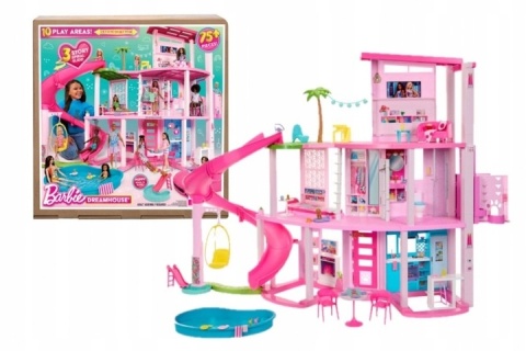 Barbie Dreamhouse Dom Marzeń Domek dla lalek ze zjeżdżalnią windą 114 cm NOWY