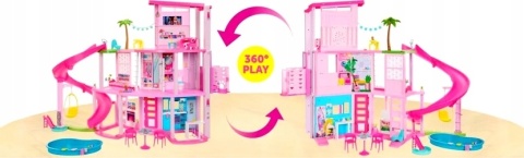 Barbie Dreamhouse Dom Marzeń Domek dla lalek ze zjeżdżalnią windą 114 cm NOWY