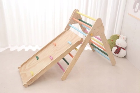 Drewniany Plac Zabaw 3w1 Drabinka Ścianka Bujak XXL zestaw wspinaczkowy NOWY