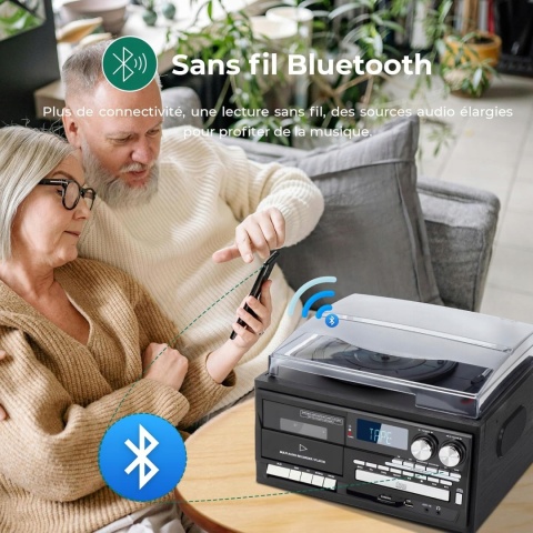 GRAMOFON WINYLOWY JOPOSTAR 9W1 ODTWARZACZ RETRO CD KASETOWY RADIO BLUETOOTH