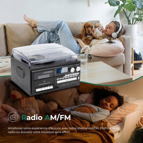 GRAMOFON WINYLOWY JOPOSTAR 9W1 ODTWARZACZ RETRO CD KASETOWY RADIO BLUETOOTH