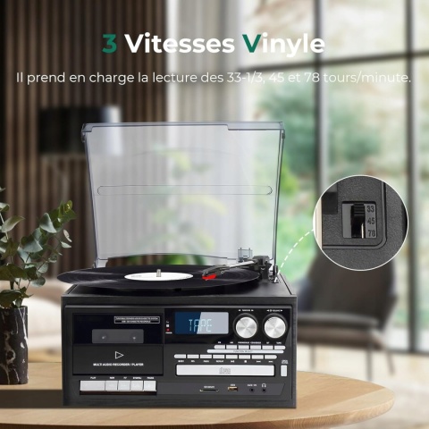 GRAMOFON WINYLOWY JOPOSTAR 9W1 ODTWARZACZ RETRO CD KASETOWY RADIO BLUETOOTH