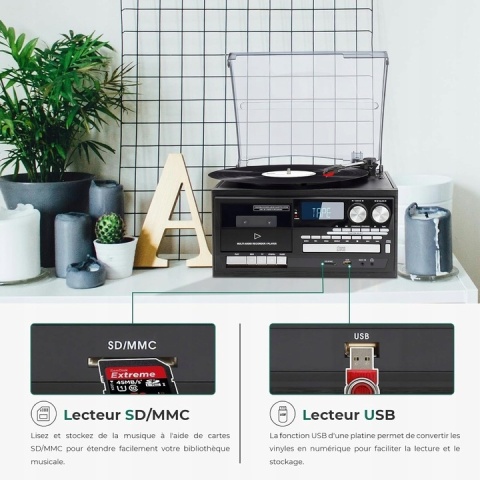 GRAMOFON WINYLOWY JOPOSTAR 9W1 ODTWARZACZ RETRO CD KASETOWY RADIO BLUETOOTH