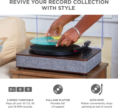 Gramofon ION Luxe LP brązowy USB Bluetooth z wbudowanymi głośnikami stereo Powystawowy