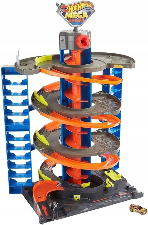 Hot Wheels City zakręcony Mega Garaż zestaw parking i auto zabawka 4+ POWYSTAWOWY