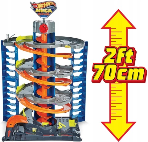 Hot Wheels City zakręcony Mega Garaż zestaw parking i auto zabawka 4+ POWYSTAWOWY