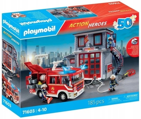 PLAYMOBIL Action Heroes Straż Pożarna Wóz Strażacki 185 elementów 4 lata + POWYSTAWOWY