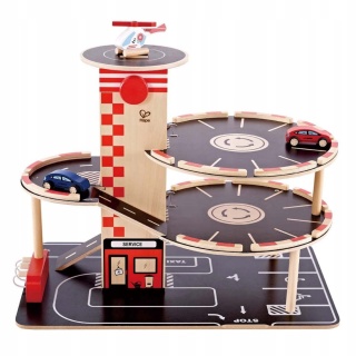 Parking Samochodowy auta helikopter zabawki dla dzieci z drewna Hape POWYSTAWOWY