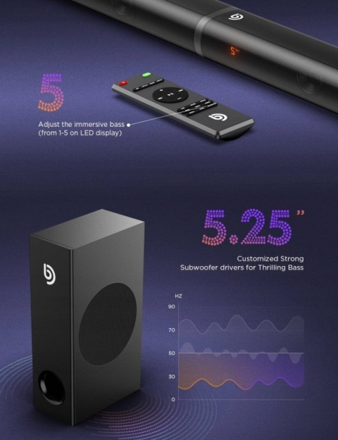 SOUNDBAR 2.1 BOMAKER Tapio III 190W 125dB BT AUX USB BLUETOOTH