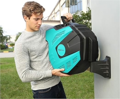Bęben do Zwijania Węża Ogrodowego 35m Amazon Basics do montażu na ścianie NOWE