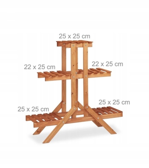 Kwietnik 3 Poziomowy Ozdobny Stojak na kwiaty Relaxdays 82,5 cm drewno NOWY
