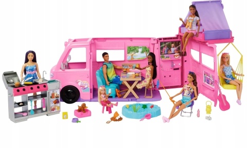 LALKA BARBIE KAMPER MARZEŃ DREAM CAMPER auto dla lalek Barbie + akcesoria POWYSTAWOWY