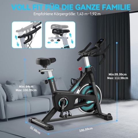 Rower treningowy Avdamsoler JC 309 cichym napędem, monitor LCD Nowy