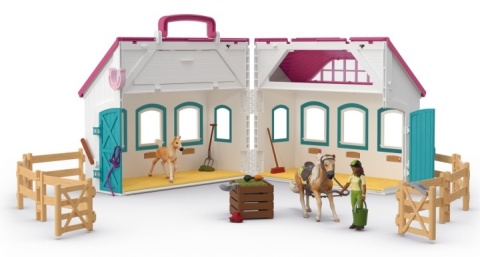 Schleich 42703 Otwarta przenośna stajnia mała podkowa Horse Club konie