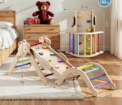 Cosyland drewniany plac zabaw dla dzieci 8w1 drabinka zestaw wspinaczkowy