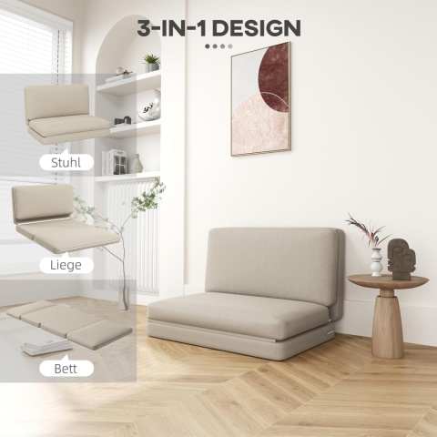 HOMCOM Sofa 3 w 1, rozkładane, welurowe, do sypialni, komfortowe