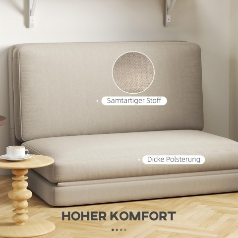 HOMCOM Sofa 3 w 1, rozkładane, welurowe, do sypialni, komfortowe