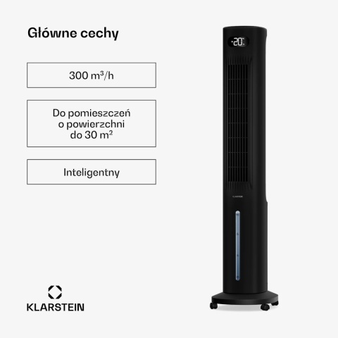 Klimator Klarstein, wodny, kolumnowy, przenośny Wentylator Nawilżacz powietrza+Pilot