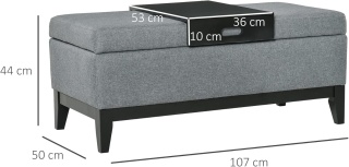 Ławka tapicerowana, ze schowkiem Homcom 107 x 44 x 50 cm szary