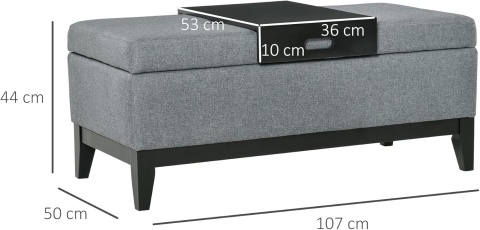 Ławka tapicerowana, ze schowkiem Homcom 107 x 44 x 50 cm szary