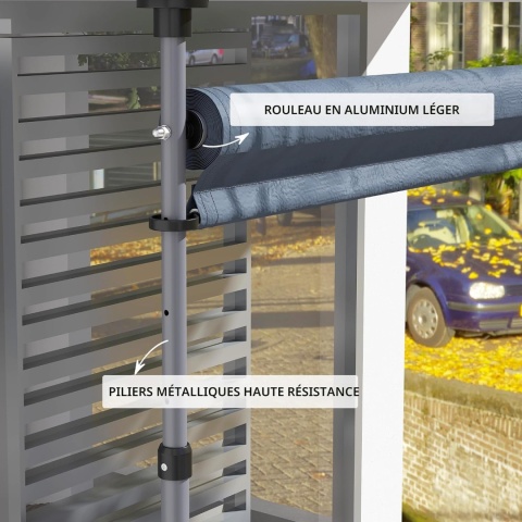 Outsunny Markiza balkonowa z korbką regulowana 350 cm x 221-311cm szara
