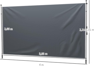 Outsunny Markiza balkonowa z korbką regulowana 400 cm x 221-311cm szara