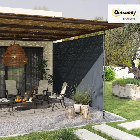 Outsunny Markiza balkonowa z korbką regulowana 400 cm x 221-311cm szara