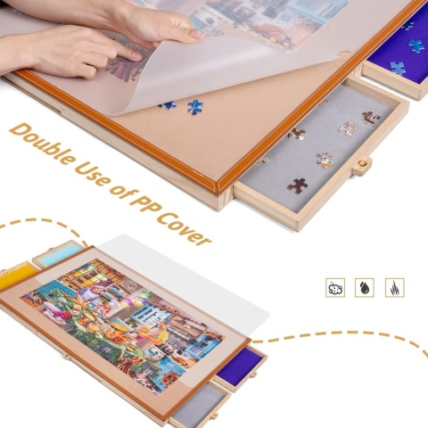 Przenośny Stół do Puzzli regulowany 4 kolorowe szuflady do 1500 sztuk NOWY