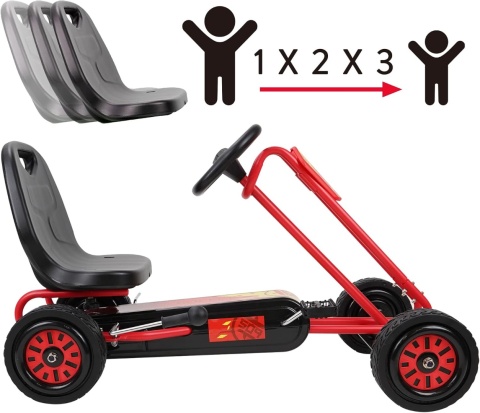 Rocket gokart z pedałami, czerwony