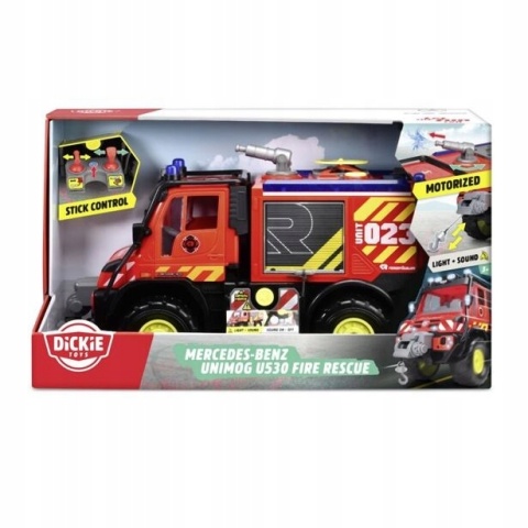 Samochód strażacki Wóz strażacki Unimog U530 50 cm, światło, dźwięk PO ZWROCIE