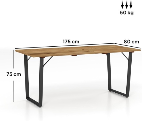 Stół ogrodowy drewniany 175x80 cm, odporny na warunki atmosferyczne