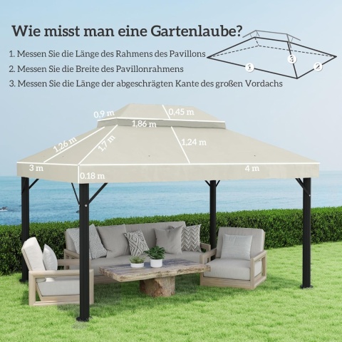 Zastępczy dach do pawilonu ogrodowego 3x4 m